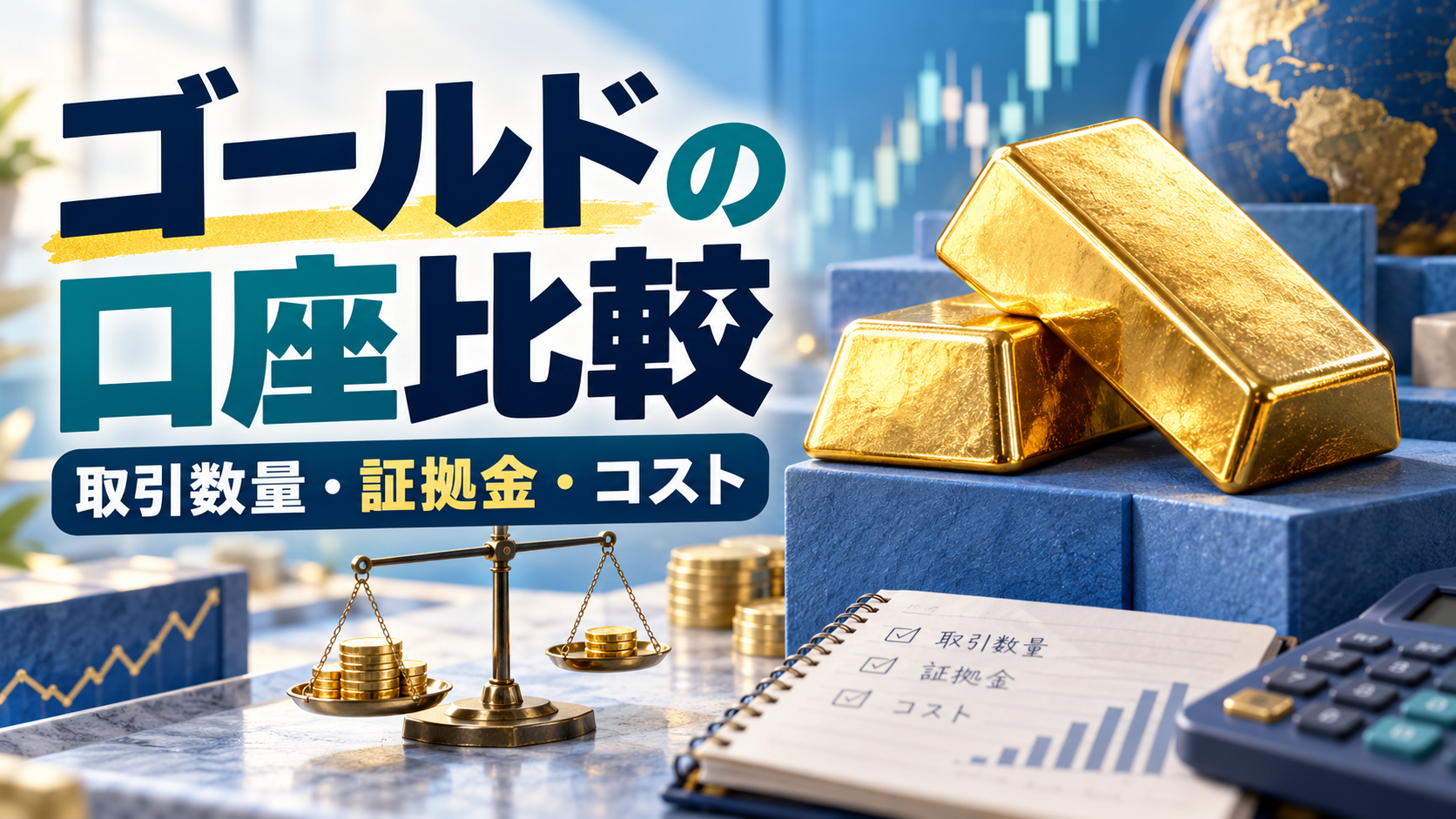 海外FXでゴールドを取引するなら？口座別の数量・証拠金・コストを比較
